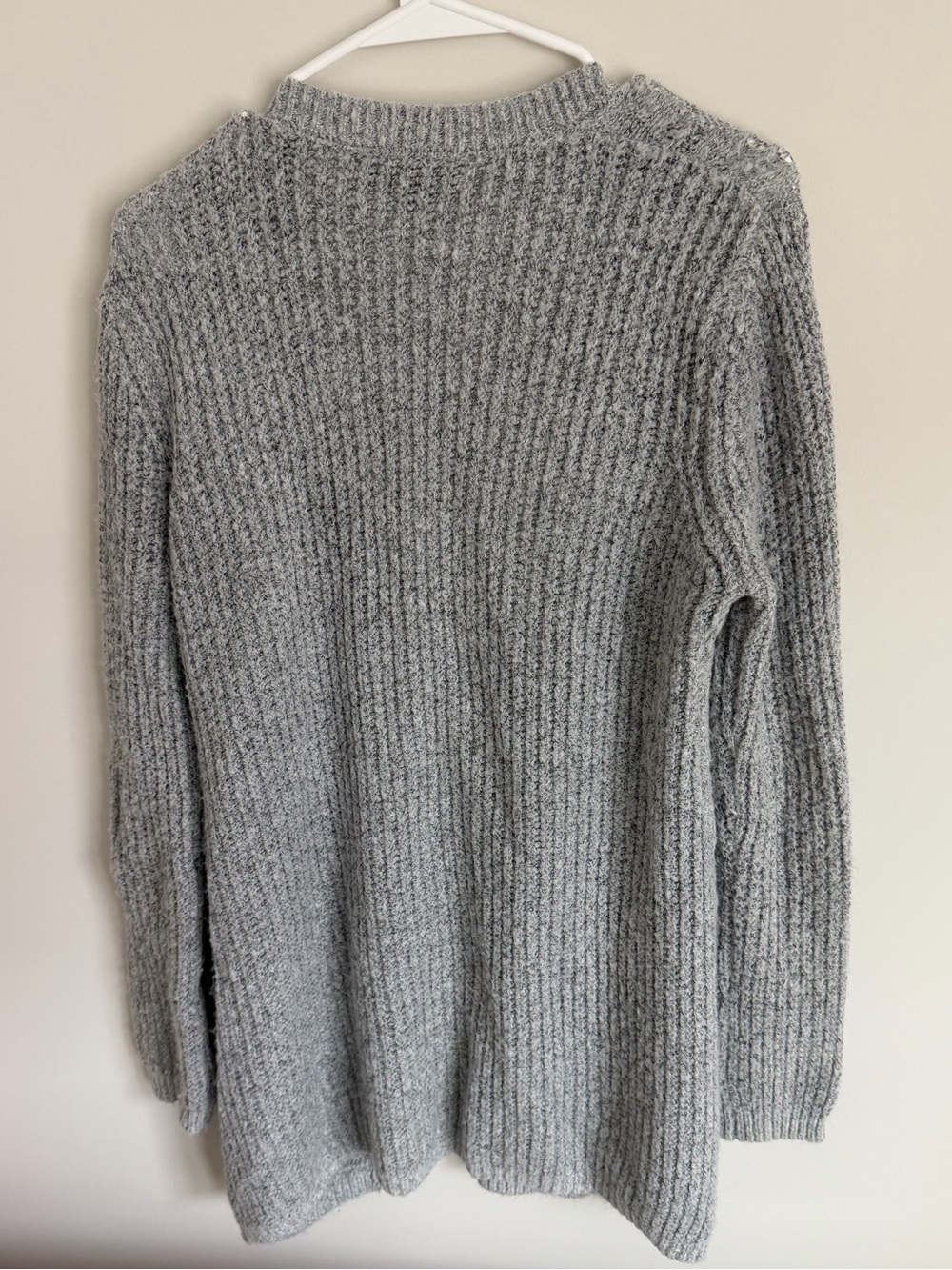 Light Gray Open-Front Ribbed Cardigan - Picture 4 of 4